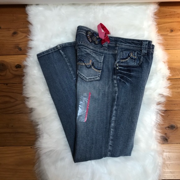 Arizona Jeans Bootcut rhinestone accents 14.5 Plus Junior - Picture 1 of 5